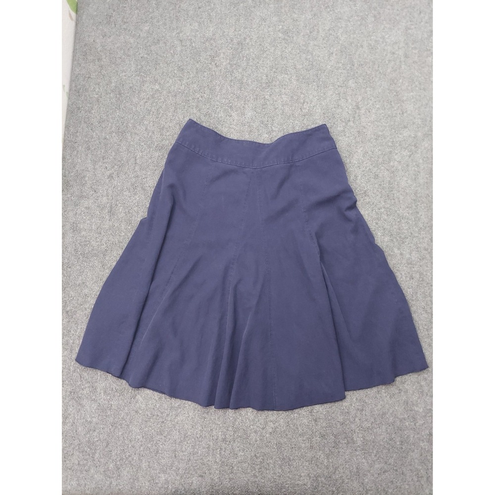 J Jill Skirt womens 16 Blue Tencel Linen A Line Full Flouncy Side Zip Midi